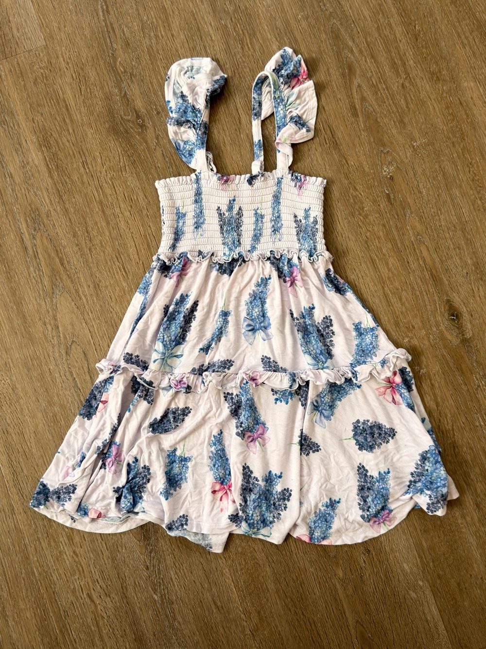 Posh Peanut Pink Floral Sundress with Blue Bouquet Print